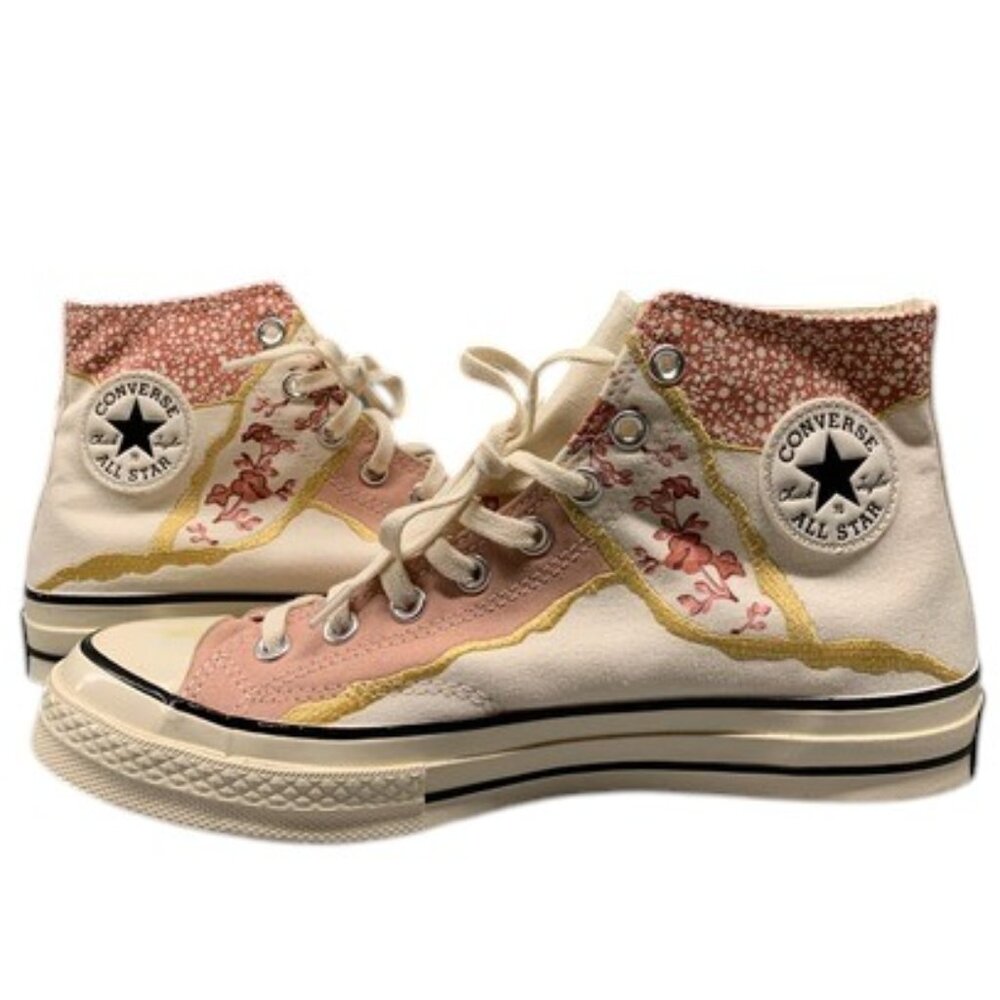 Converse Chuck 70 High Metallic Floral Womens 11 Cream Multi‎ Canvas Sneakers